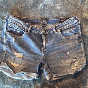 Silver Jeans Blue Distressed Jean Shorts
